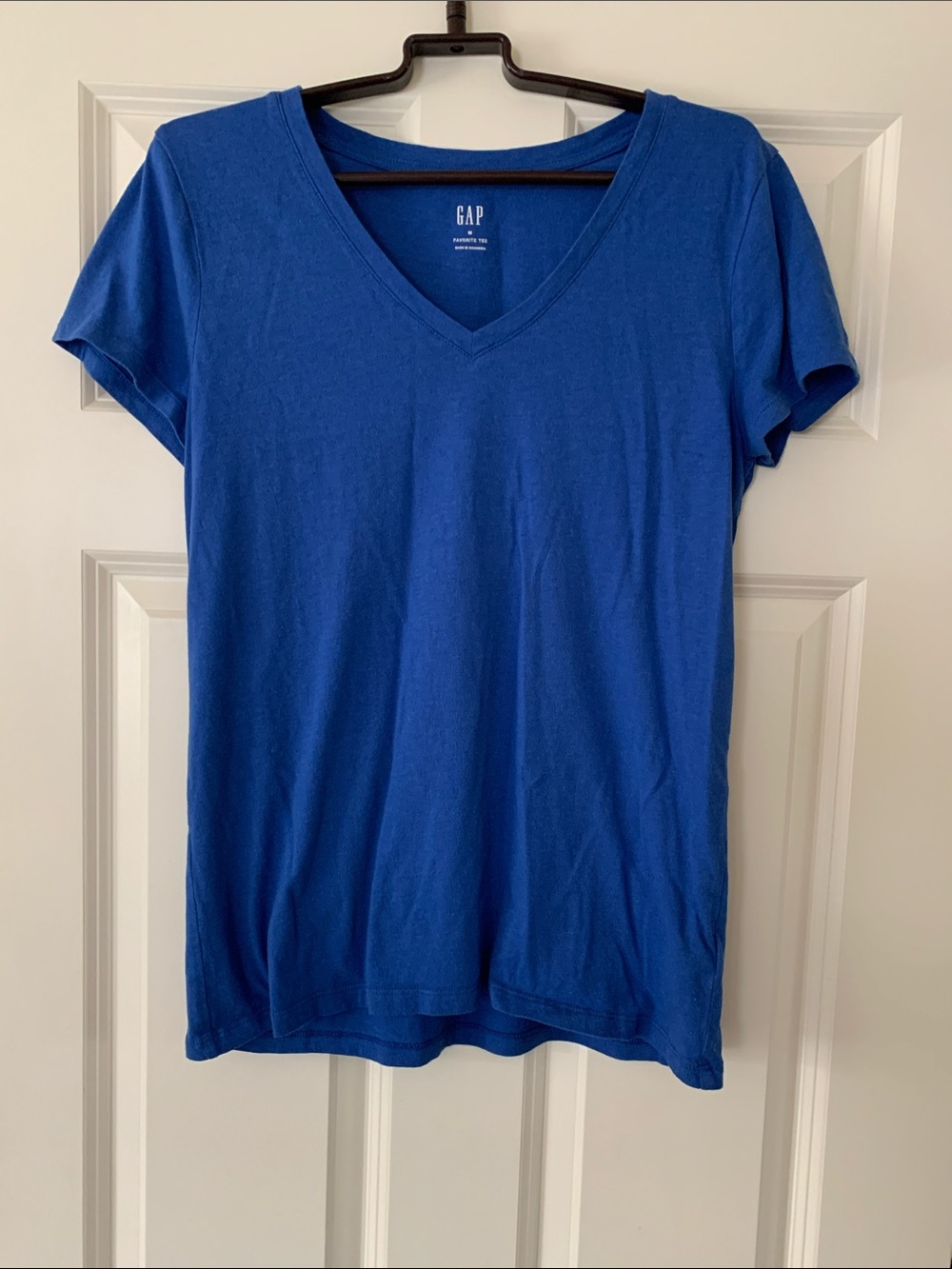 GAP Women's V-Neck Tee in Cobalt Bright Blue